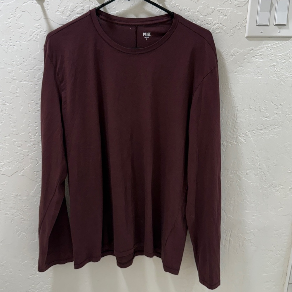 PAIGE Enzo Men’s Tee Midnight Bordeaux Long Sleeve Top -Large